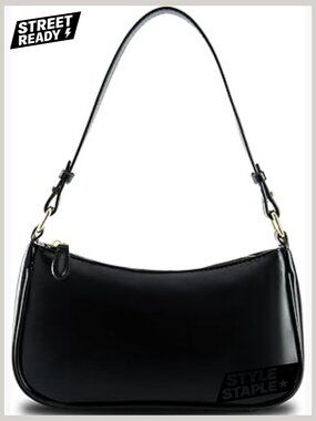 Crescent Shoulder Bag Trendy Tote Handbag Vegan Leather Clutch with Removable